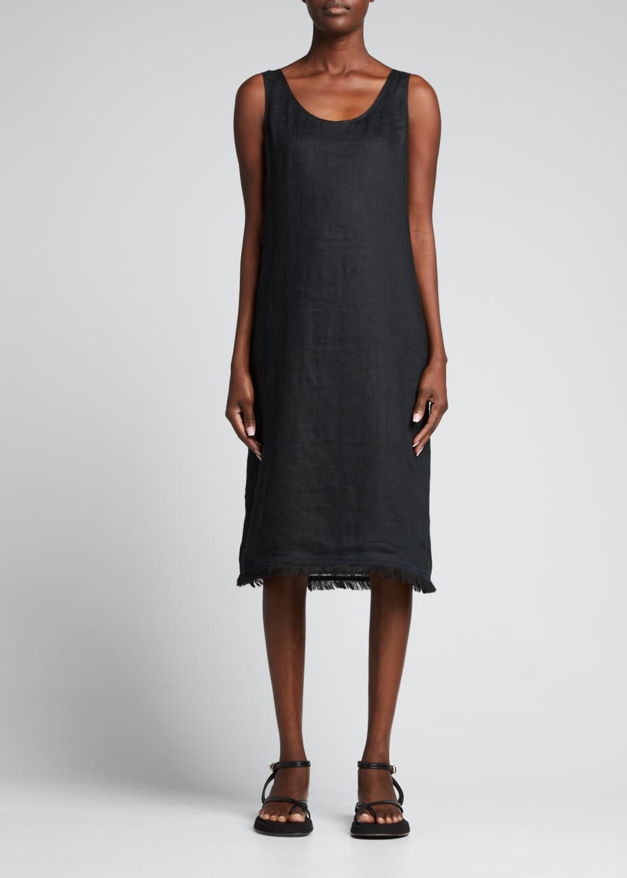 Theory Scoop-Neck Linen Tank Dress with Fringe - Bergdorf Goodman