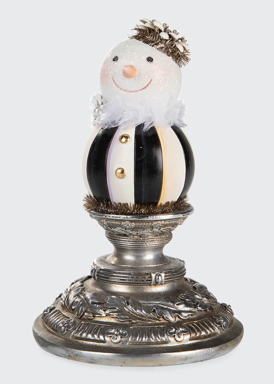 MacKenzieChilds Vintage Silver Pedestal Short Snowman Bergdorf Goodman