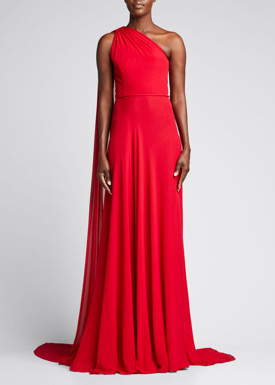 Naeem Khan Draped One-Shoulder Chiffon Gown - Bergdorf Goodman