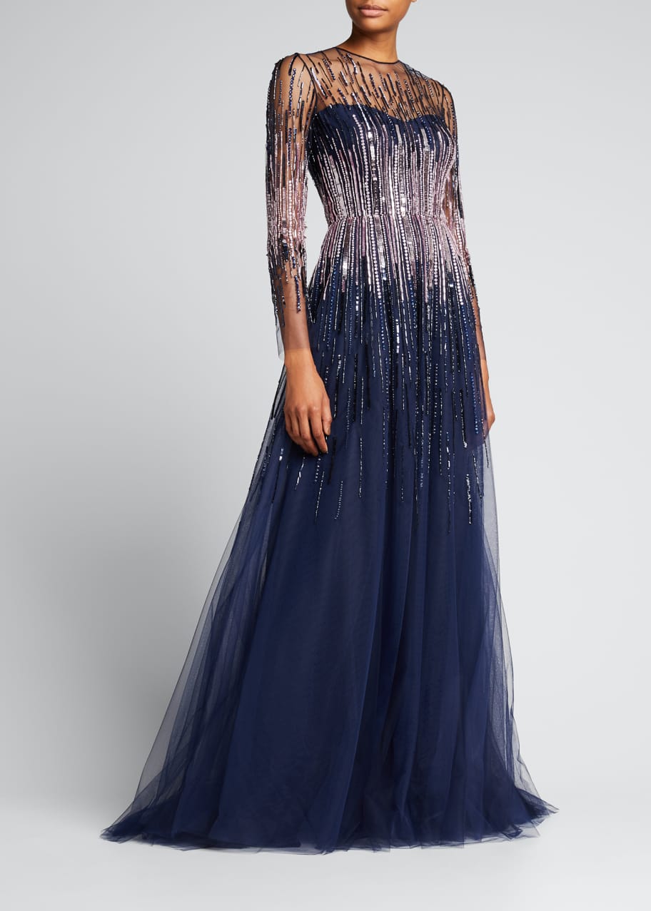 sequin illusion gown