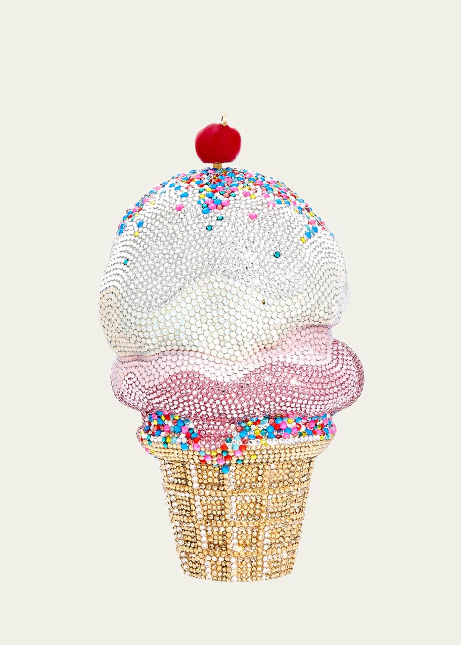 Image 1 of 1: Cherry on Top Ice Cream Scoops Crystal Clutch Bag