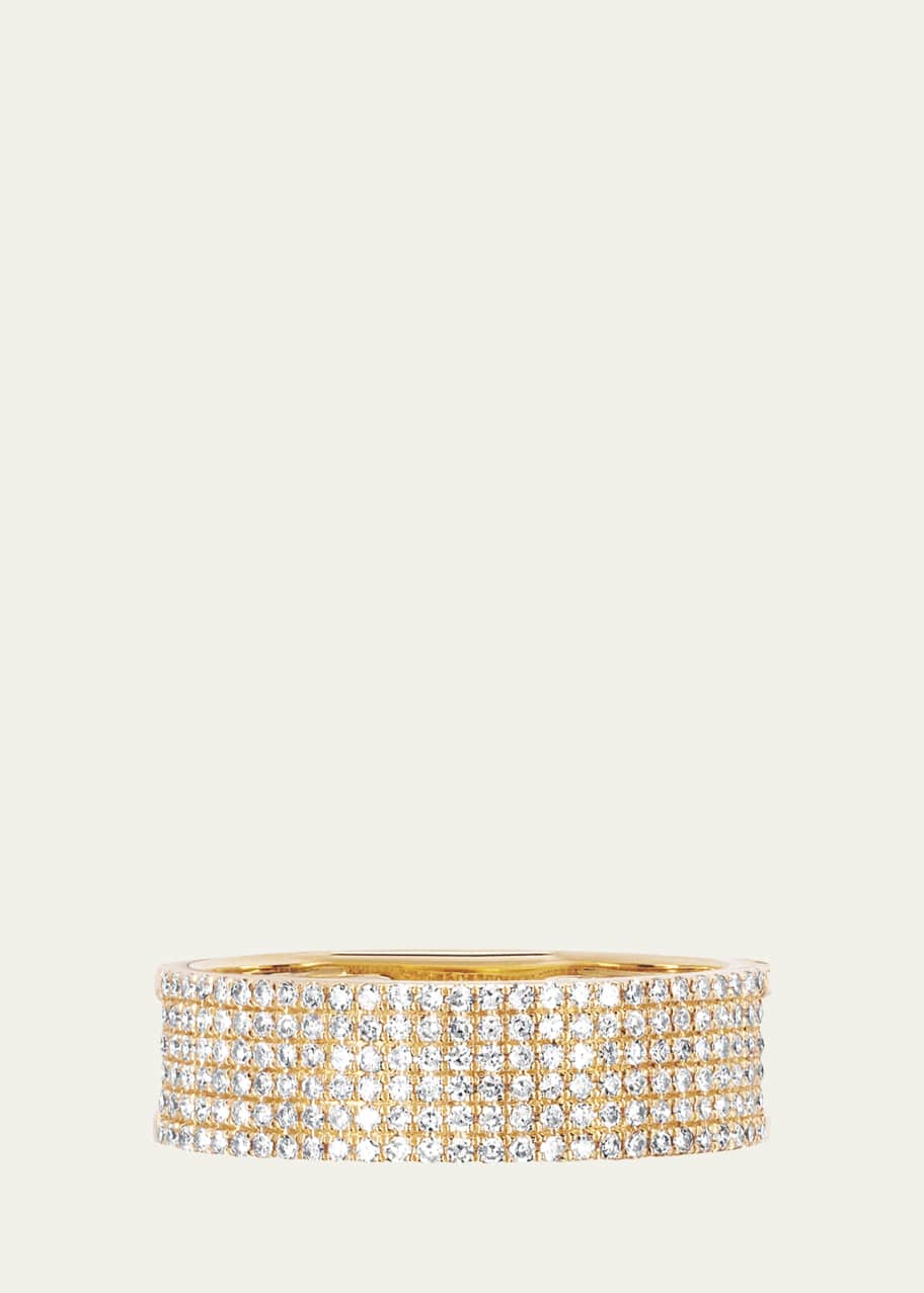Image 1 of 1: Diamond Cigar Band Ring in 14k Yellow Gold, Size 7