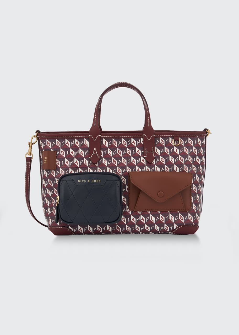 Anya Hindmarch I Am A Plastic XS Multi Pocket Monogram Tote Bag