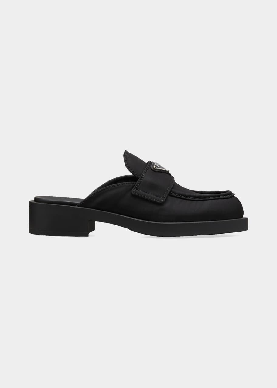 Prada Nylon Sabot Loafer Logo Mules - Bergdorf Goodman