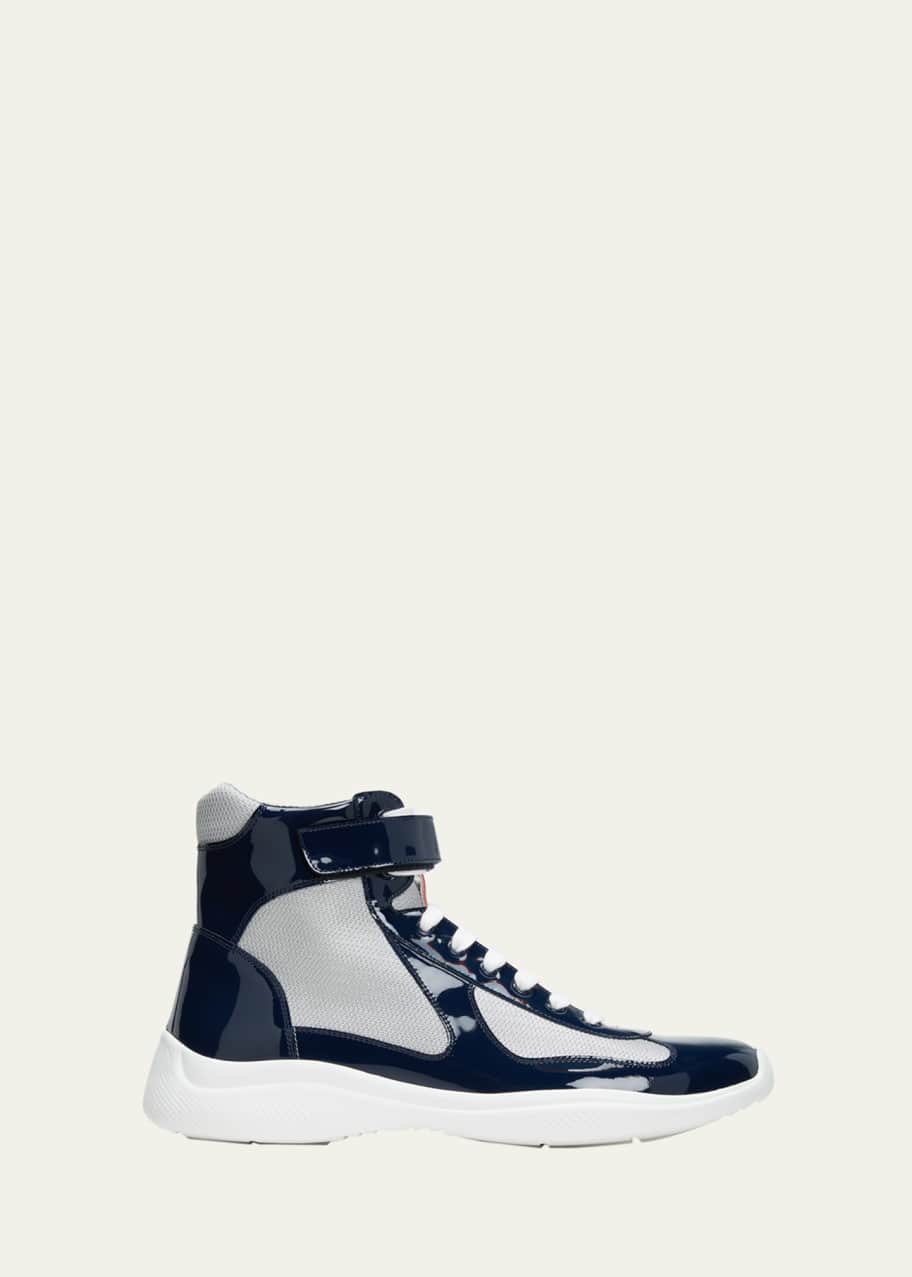 Prada Men s America s Cup Patent Leather High Top Sneakers Bergdorf Goodman
