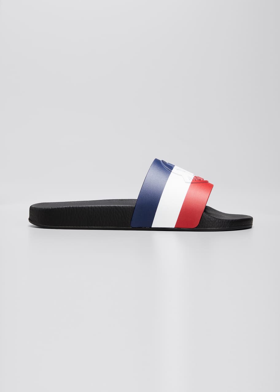 Moncler Men's Basile Tricolor Slide Sandals - Bergdorf Goodman
