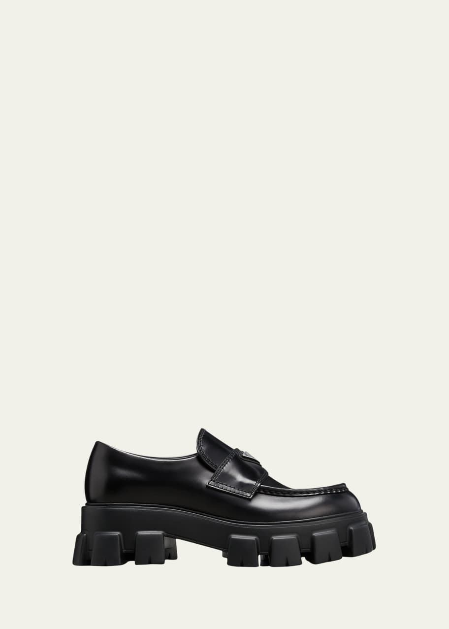 Prada Men's Monolith Lug-Sole Brushed Leather Loafers - Bergdorf