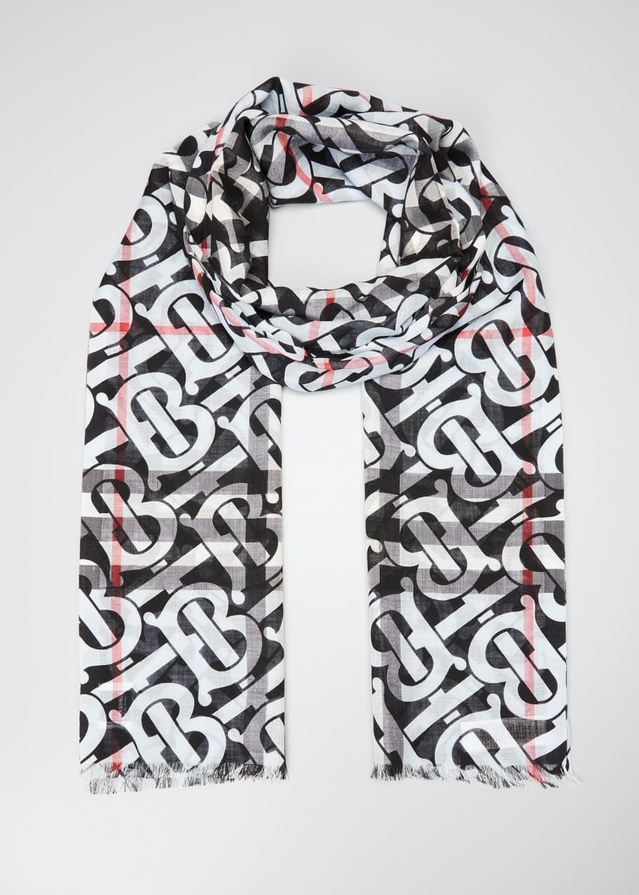 Burberry Giant TB Check Gauze Scarf Bergdorf Goodman