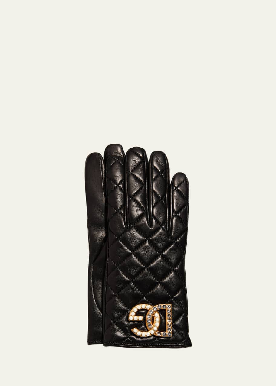 Dolce&Gabbana DG Quilted Napa Swarovski Crystal Gloves - Bergdorf Goodman