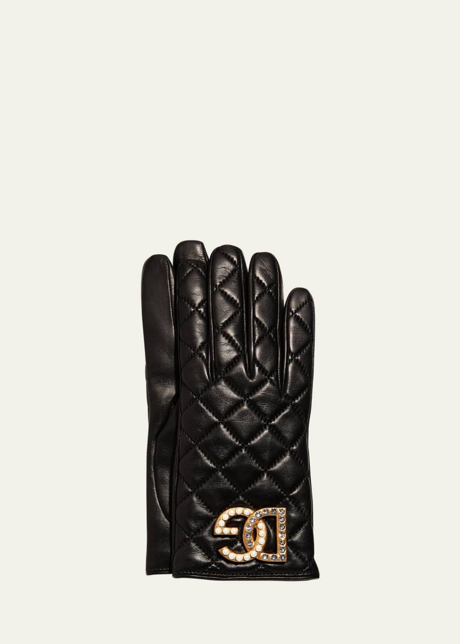 【D&G】DOLCE&GABBANA Swarovski Napa Fingerless Gloves Dolce&Gabbana DG Swarovski Napa Fingerless Gloves | Neiman