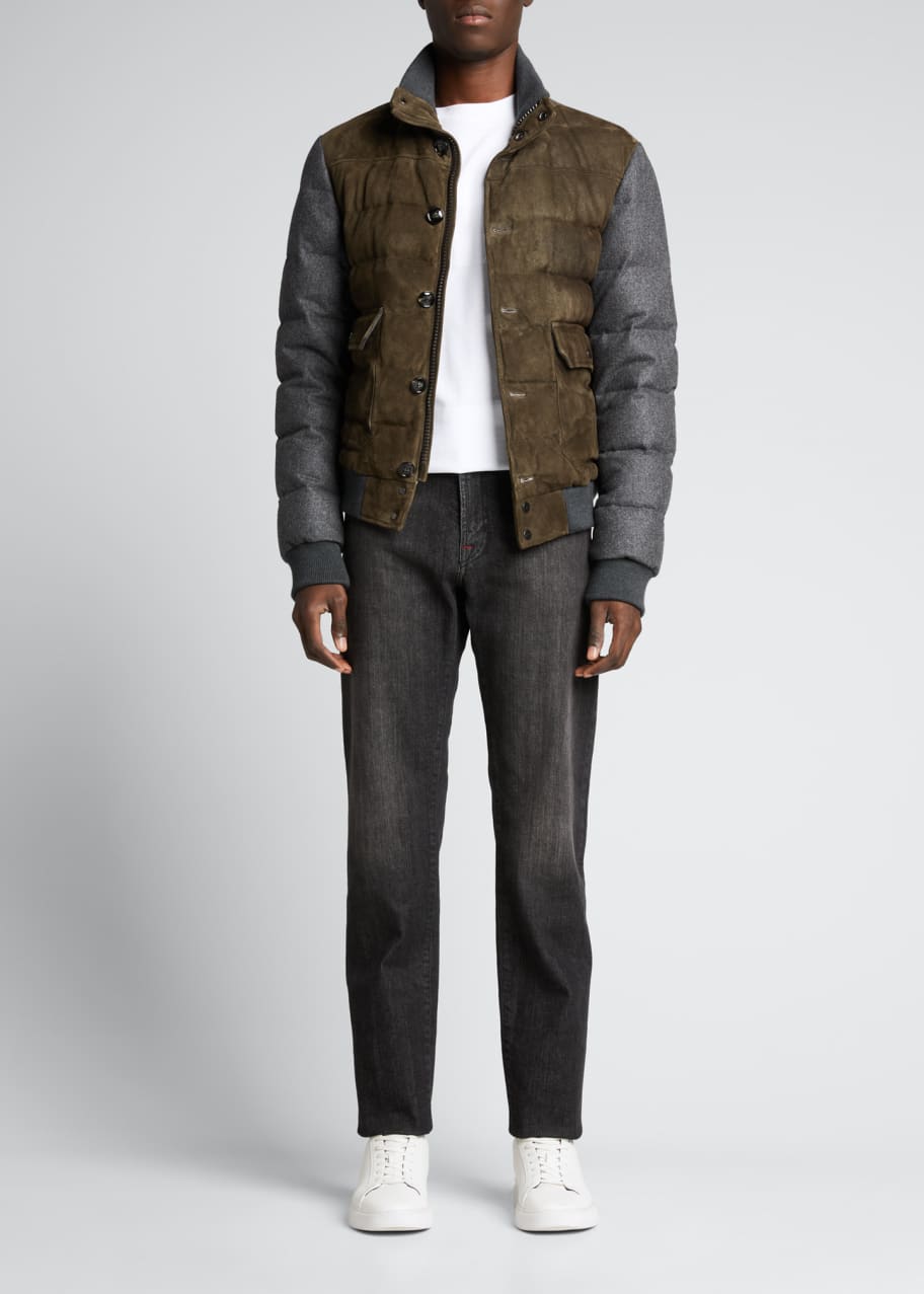 Men s Suede Flannel Puffer Jacket