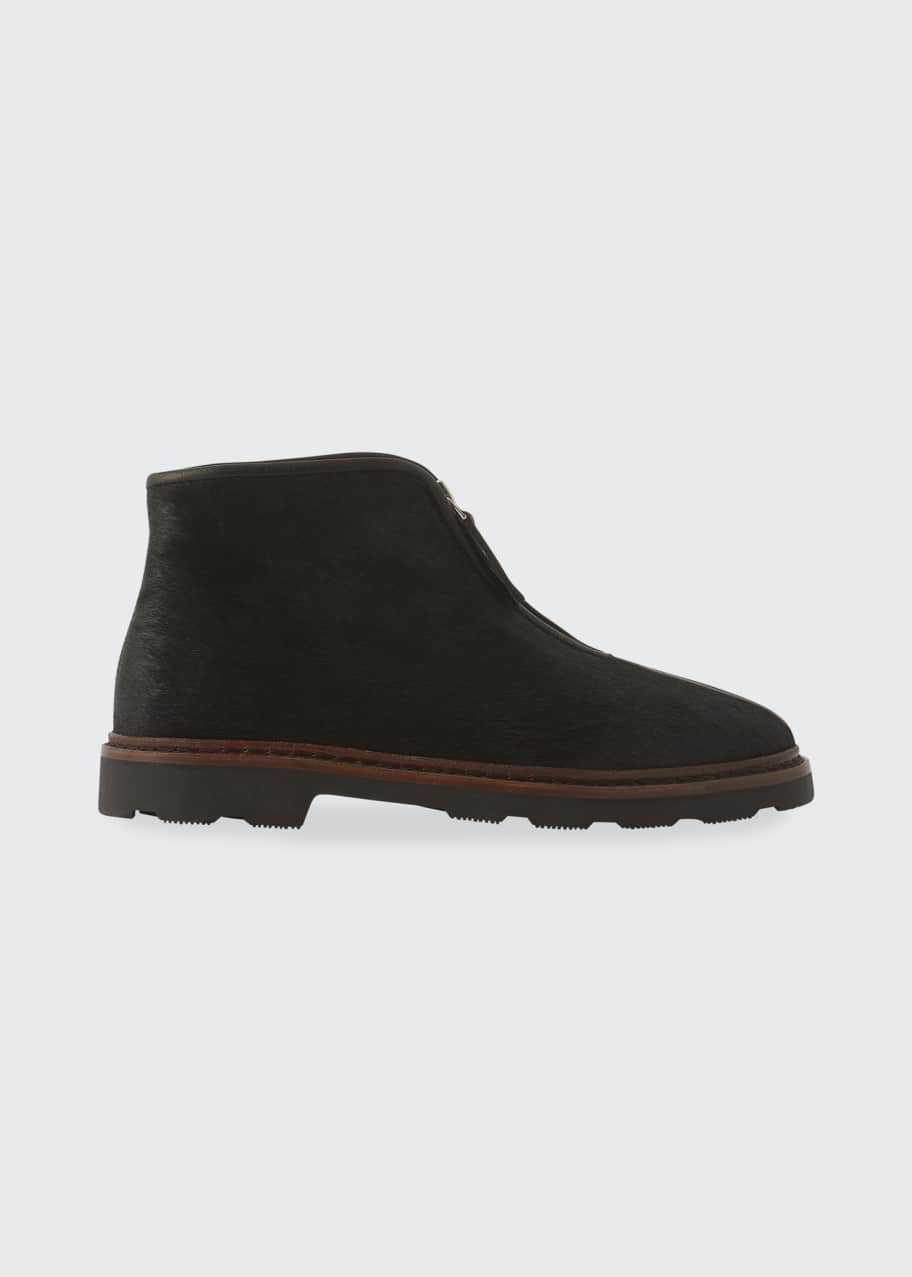 LEMAIRE Zip-Front Calf Hair Ankle Boots - Bergdorf Goodman
