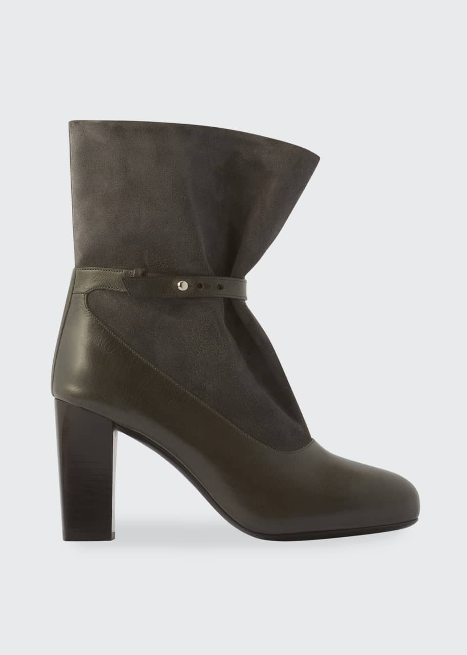 LEMAIRE Mixed Leather AnkleStrap Booties Bergdorf Goodman