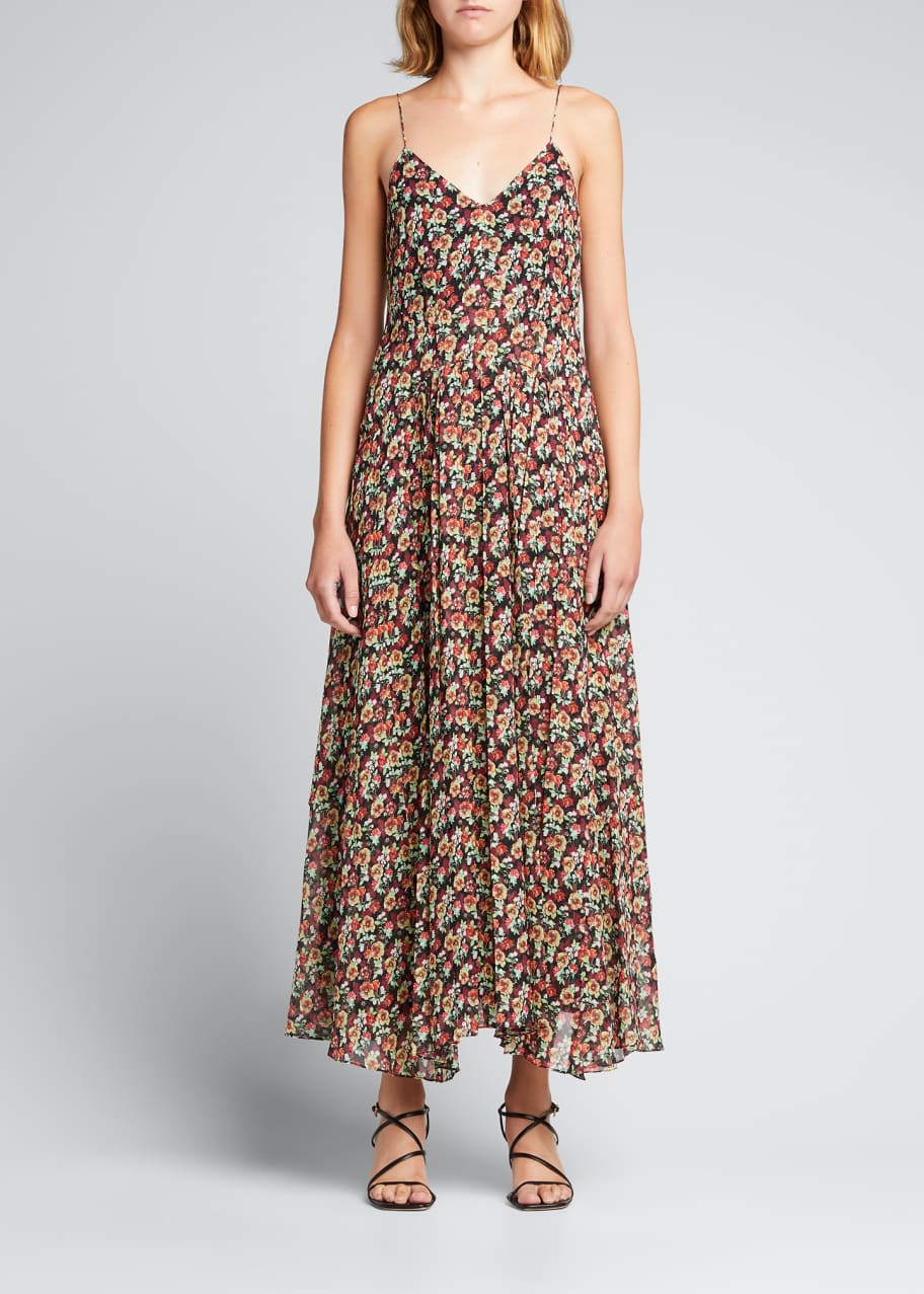 Victoria Beckham Long Floral-Print Pleated Silk Cami Dress - Bergdorf  Goodman
