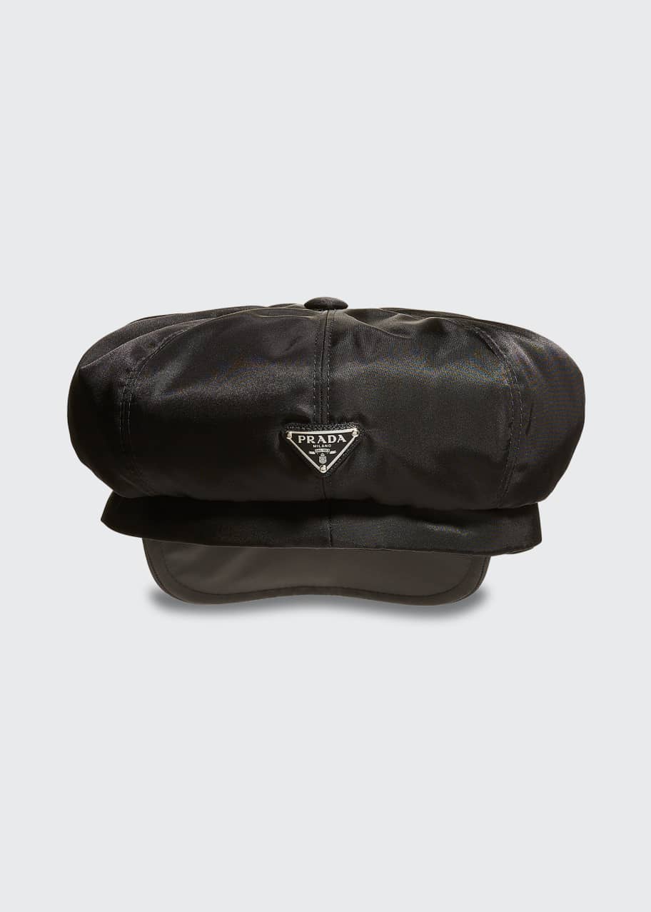 Prada Triangle Logo Nylon Newsboy Hat - Bergdorf Goodman