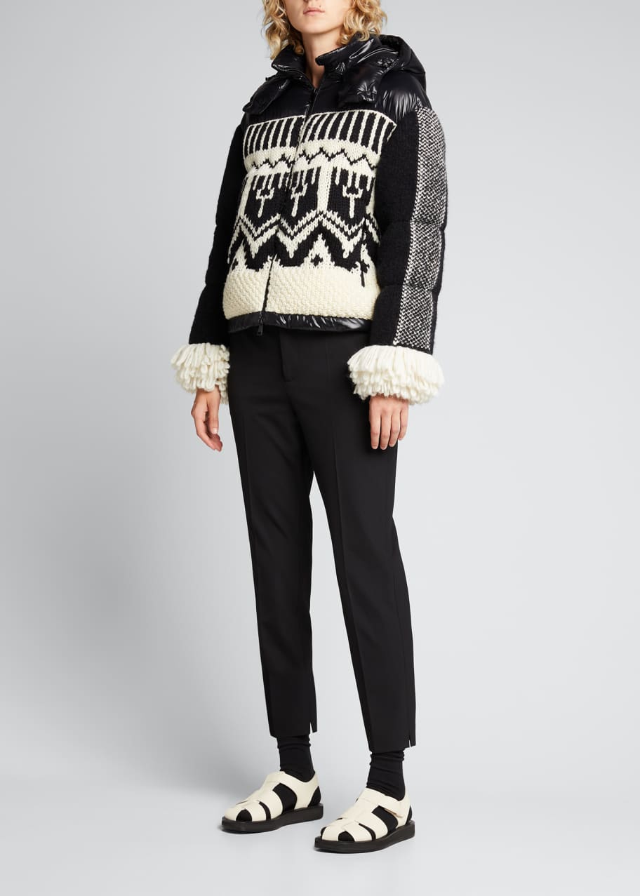 Hyoseris Knit and Puffer Fringe Cuff Jacket