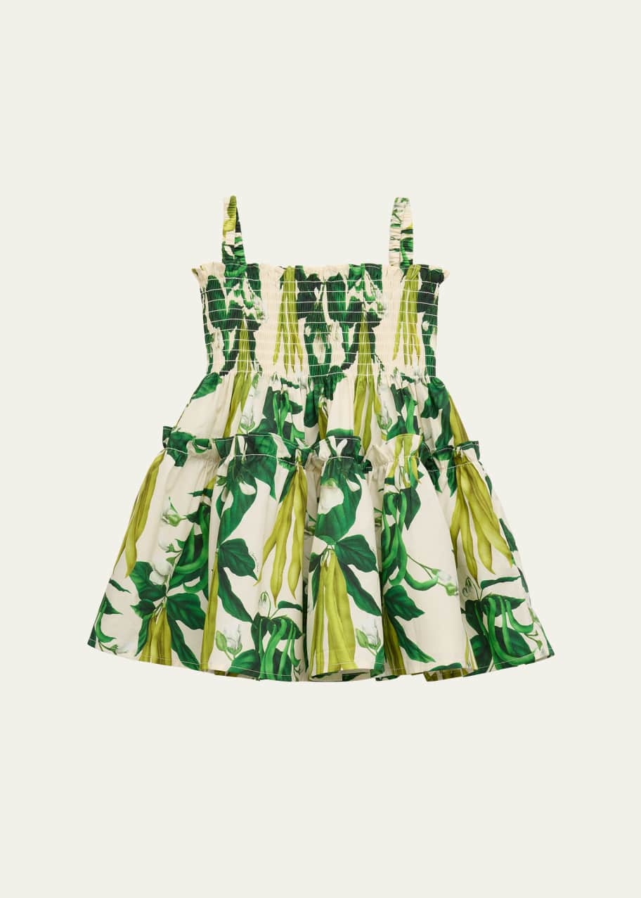 Image 1 of 1: Girl's Goldie Tropical Smocked Dress, Size 2-8