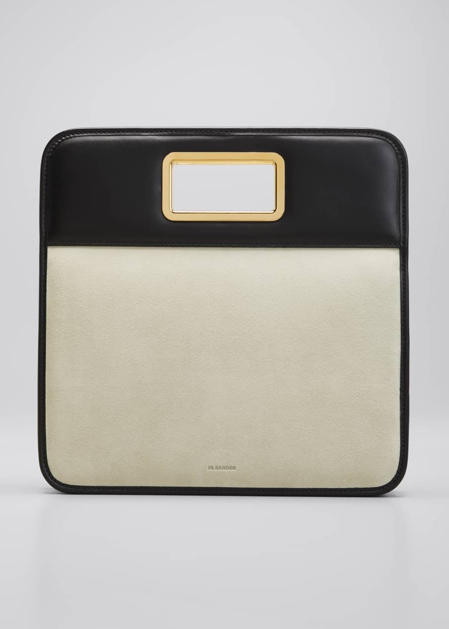 Jil Sander Square Leather/Suede TopHandle Clutch Bag Bergdorf Goodman