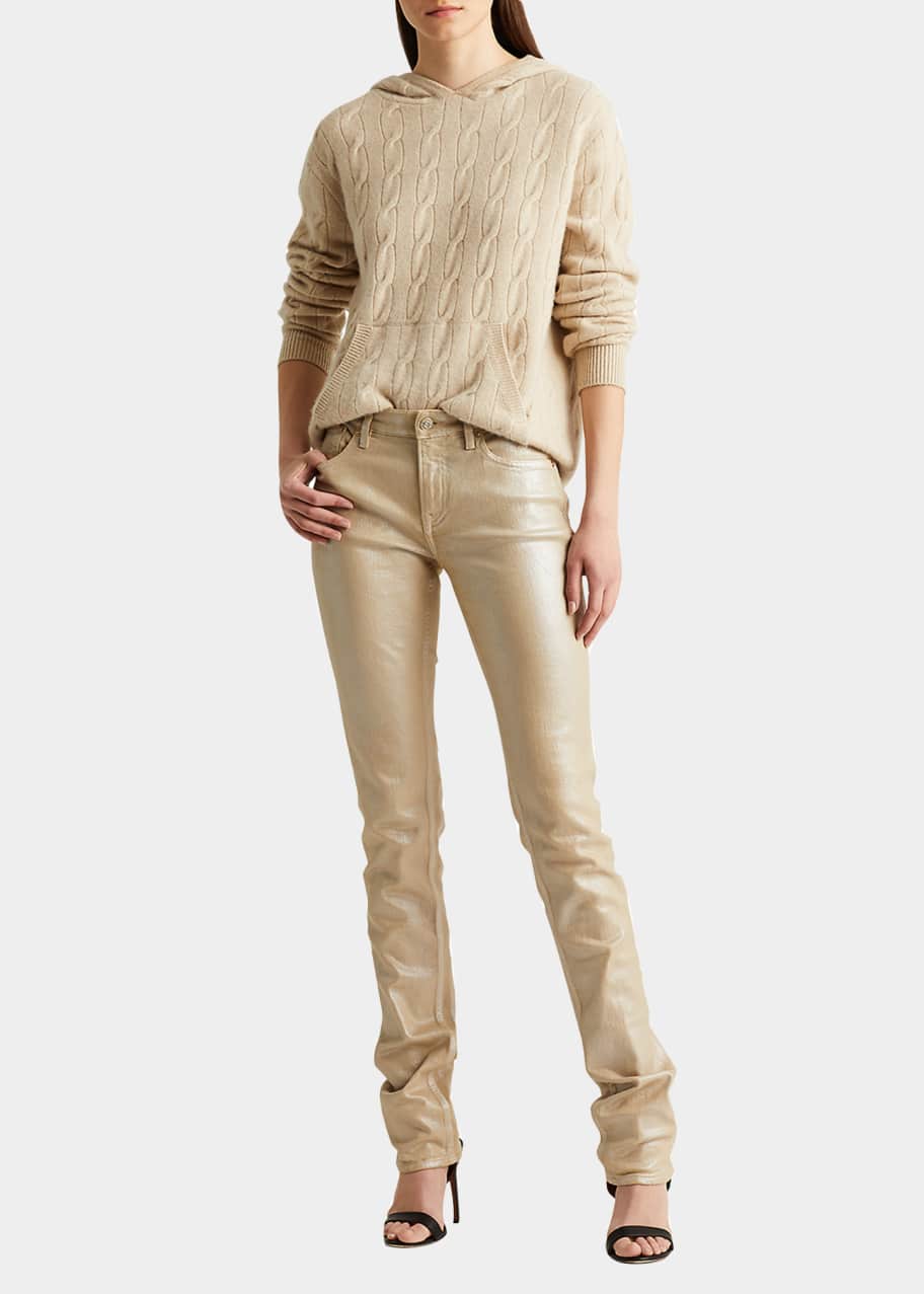 Image 1 of 1: Pearlescent Foil Skinny Jeans