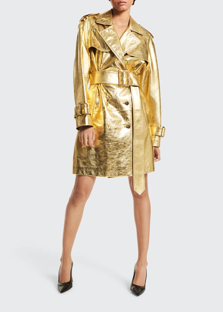 Michael Kors Collection Metallic Leather Trench Coat Bergdorf Goodman