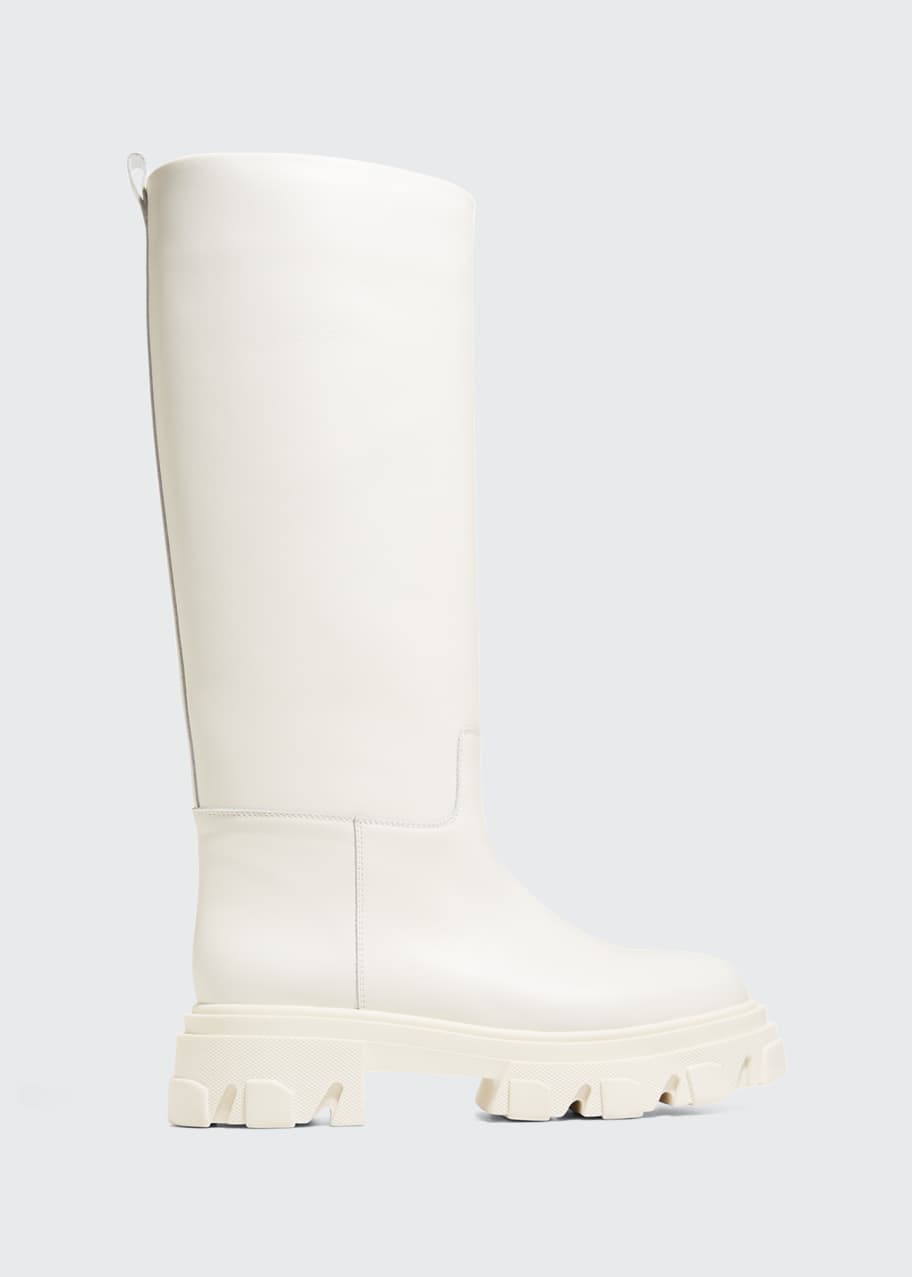 Image 1 of 1: Tubular Leather Lug-Sole Moto Boots