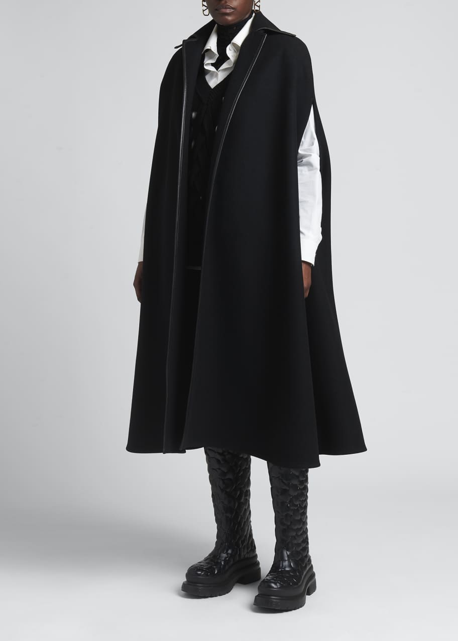 Valentino Garavani Wool Cape Coat with Monogram Lining - Bergdorf