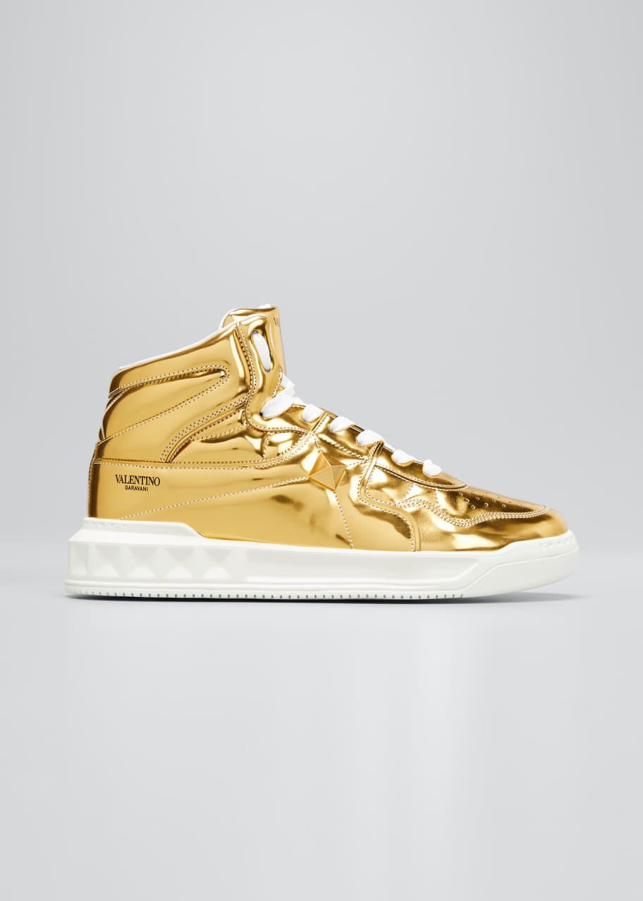 Valentino Garavani Men's Roman Stud Metallic HighTop Sneakers