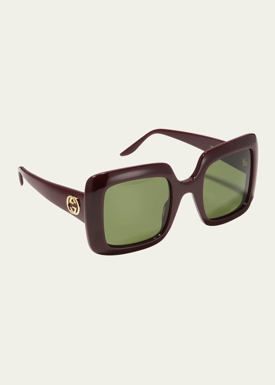 Image 1 of 1: Interlocking G Oversized Square Acetate Sunglasses