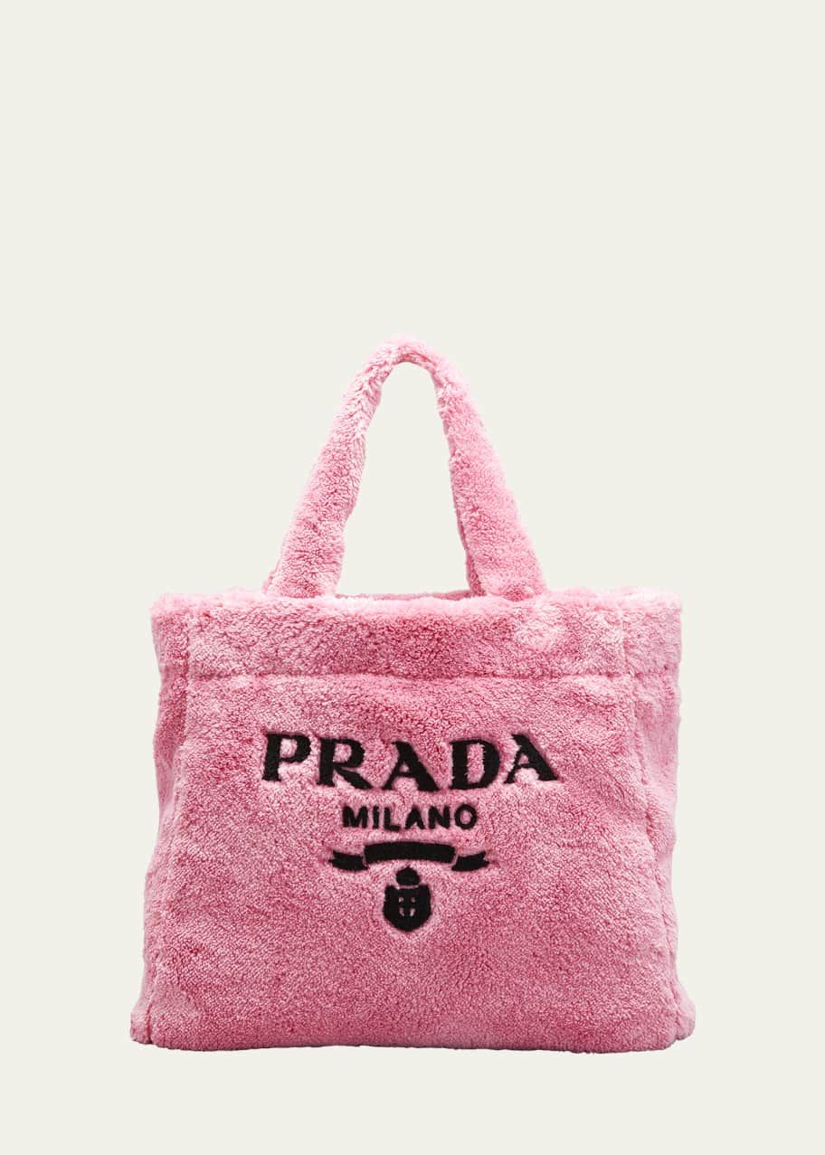 Prada Spunga Faux-Fur Logo Tote Bag - Bergdorf Goodman