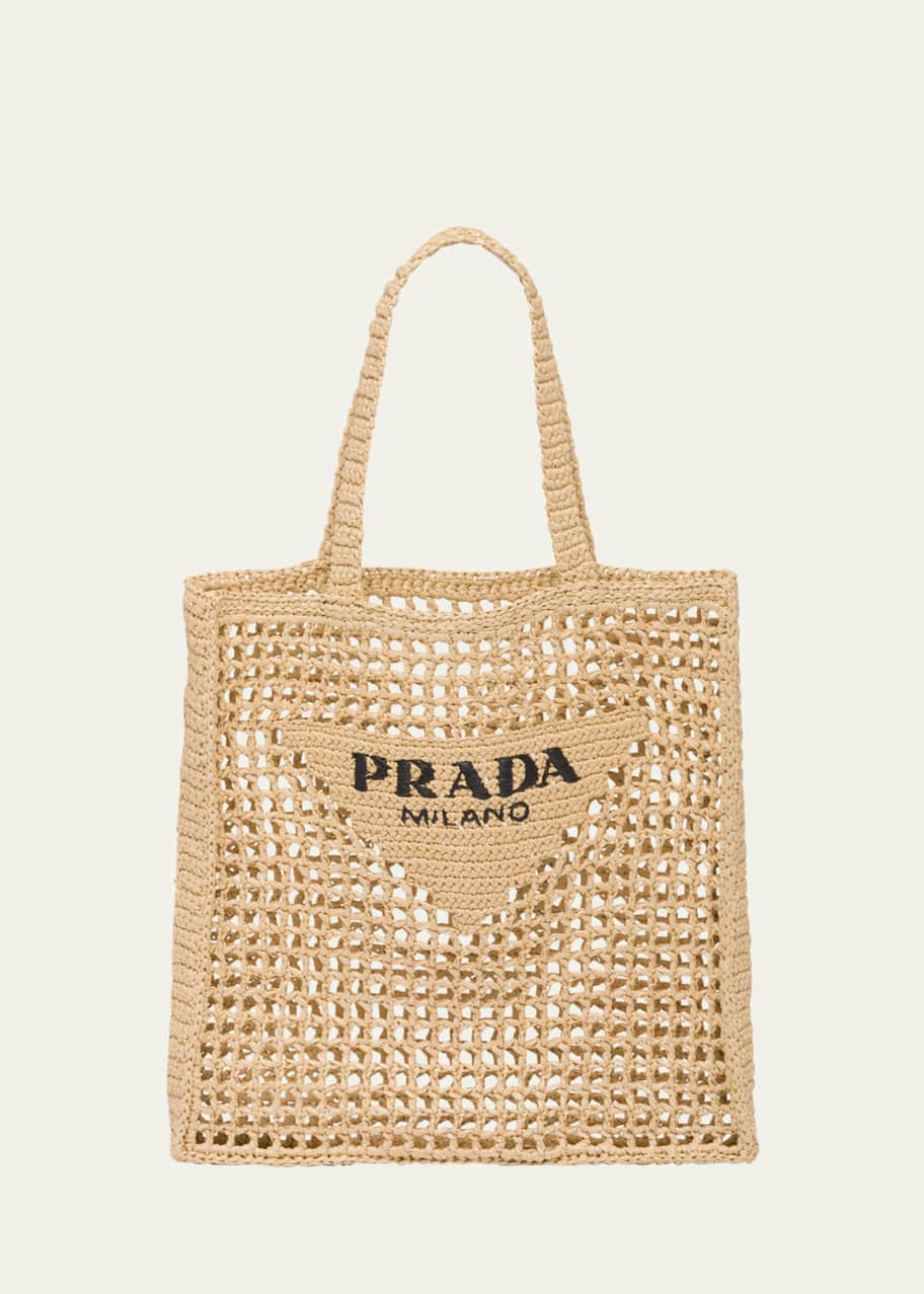 PRADA トートバッグ Prada Bicolor Woven Logo Shopper Tote Bag - Bergdorf Goodman