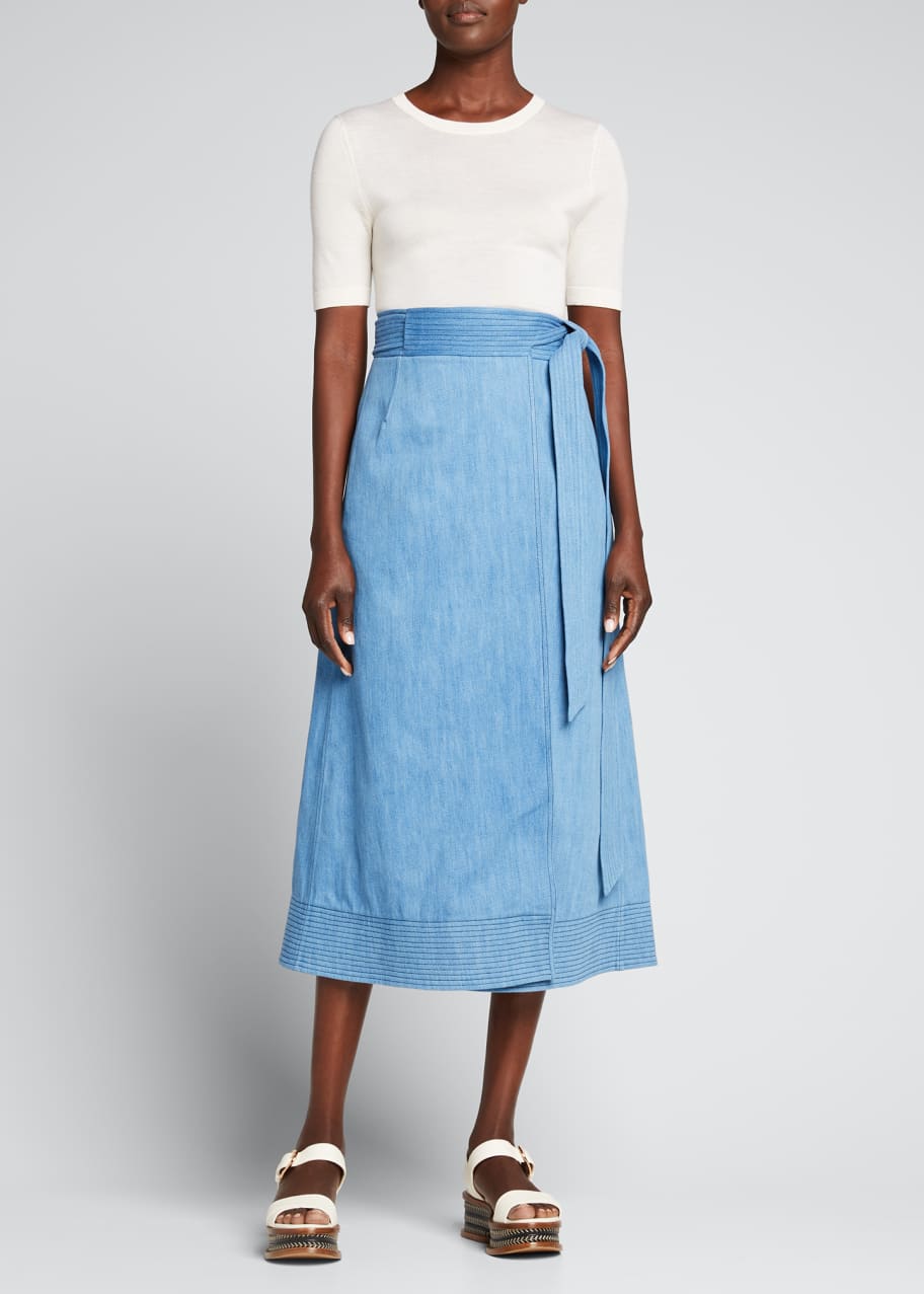 Denim wrap 2025 skirt midi