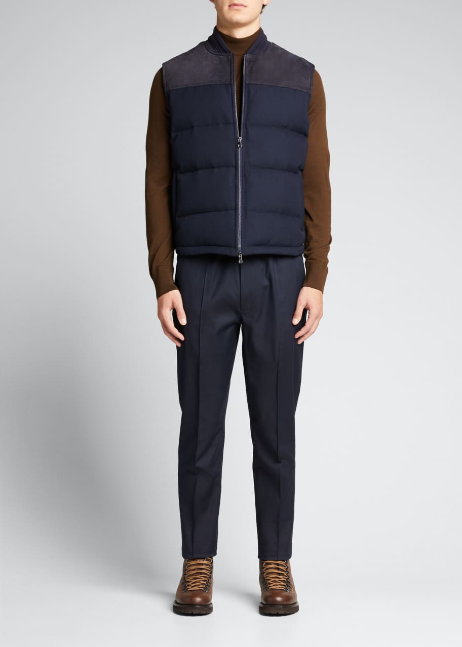 Isaia Men s Mixed Media Down Zip Vest Bergdorf Goodman