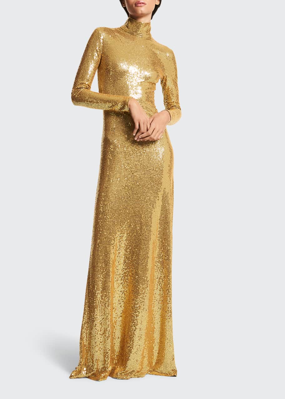 michael kors long evening dresses Ruched Long Sleeve Gown