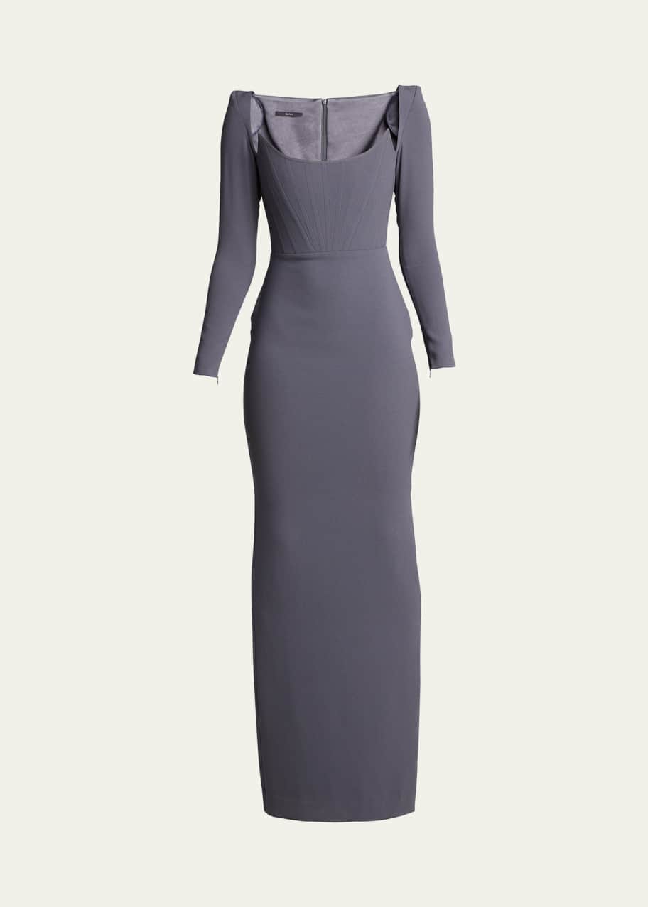 alex perry grey dress One-shoulder twist-front draped jersey gown - gray
