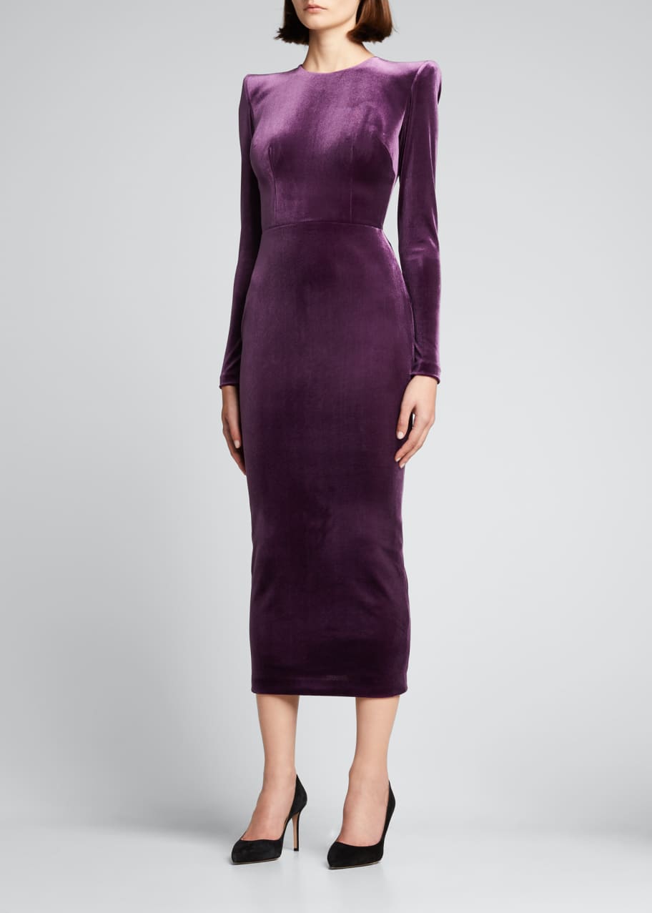 Alex Perry Velevet Long-Sleeve Body-Con Midi Dress - Bergdorf Goodman