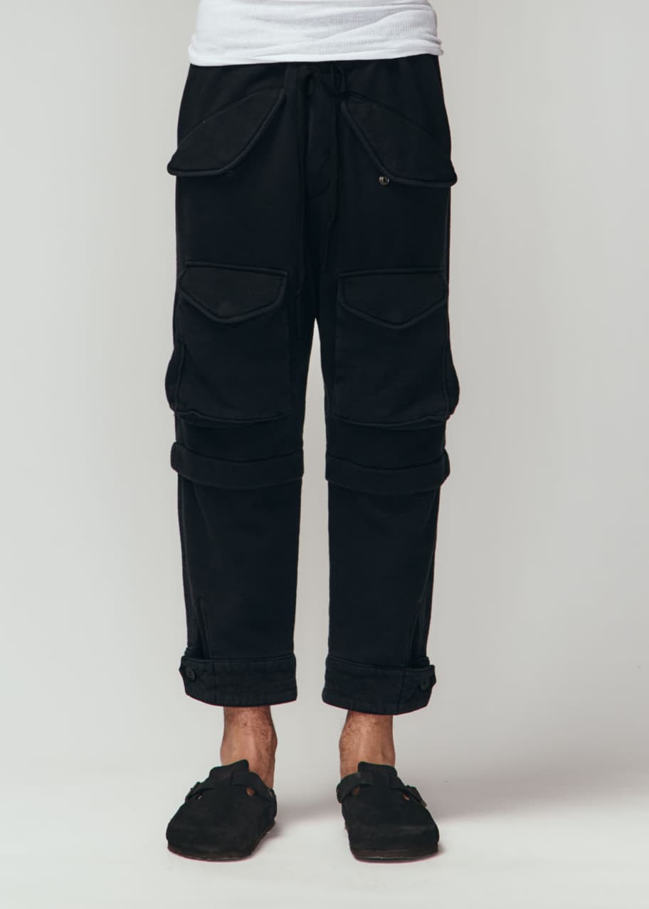 Greg Lauren Men's Solid Fleece Cargo Pants Bergdorf Goodman