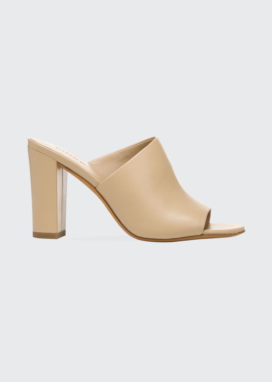 Vince Hanna Leather Block-Heel Mules, Nude - Bergdorf Goodman