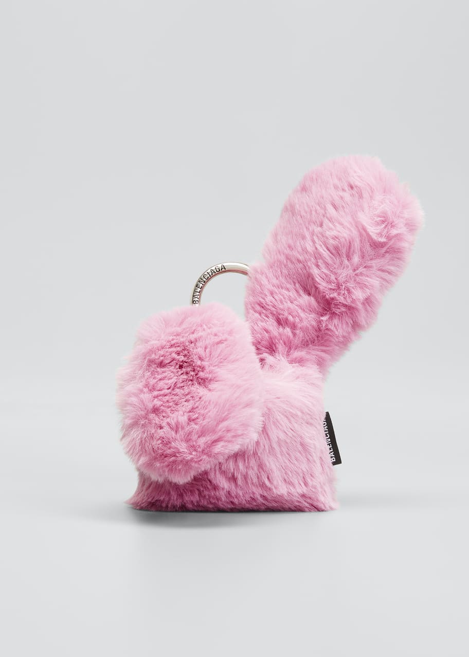 Balenciaga Bunny Ear Faux-Fur AirPods Case w/ Strap - Bergdorf Goodman