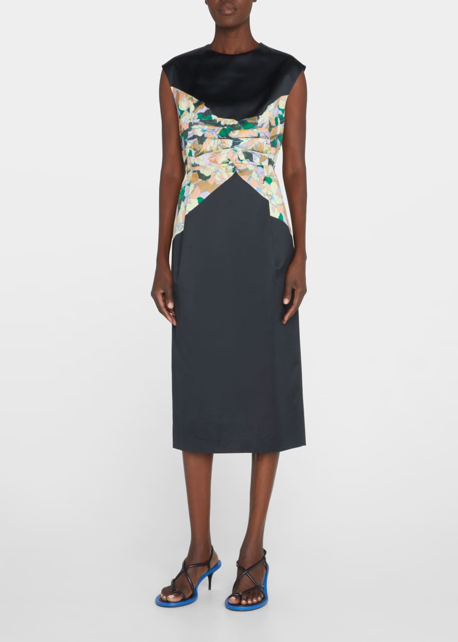 Dries Van Noten Floral-Print Bow Gathered Midi Dress - Bergdorf Goodman