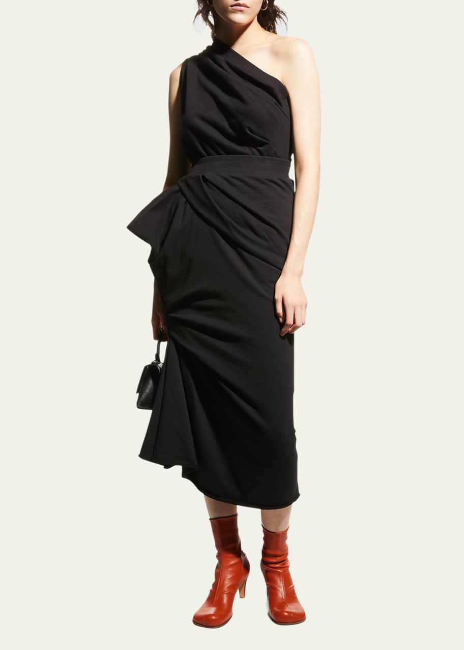 Dries Van Noten Haudi Ruched Midi Skirt w/ Raw Edges - Bergdorf Goodman