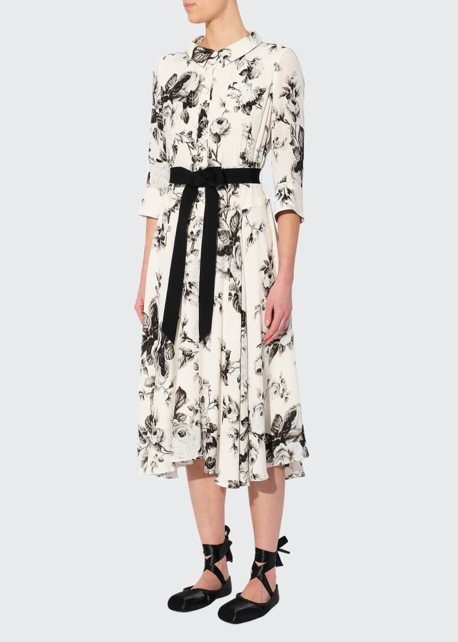 Erdem Margot Floral-Print Belted Midi Dress - Bergdorf Goodman