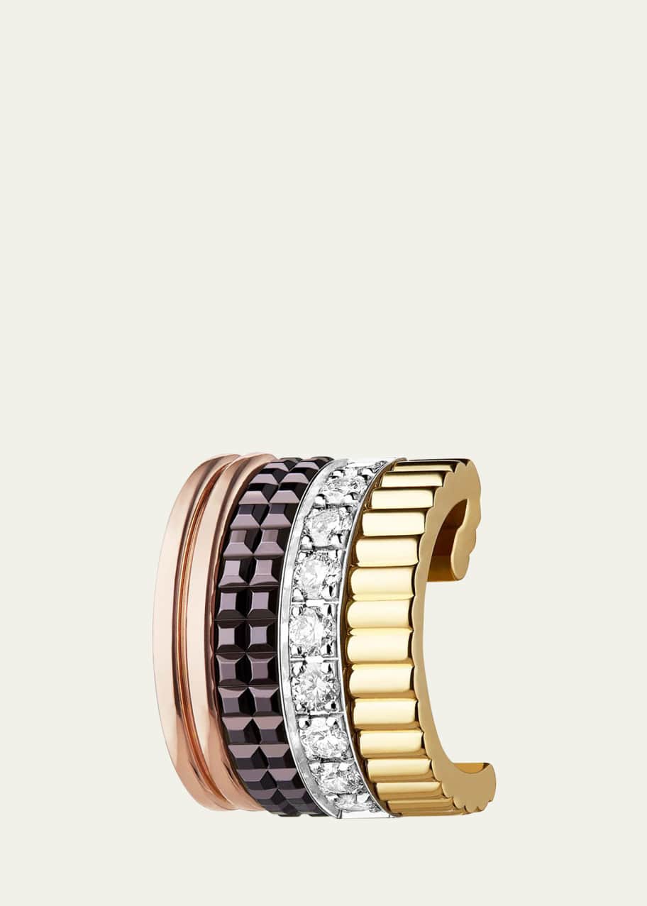 Image 1 of 1: Quatre Small Clip Earring with Diamonds and PVD, Single