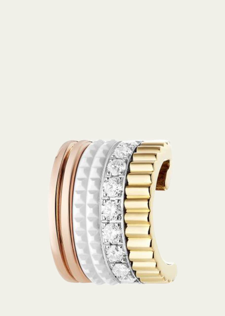 Image 1 of 1: Quatre Small Clip Earring with Diamonds and White Ceramic, Single