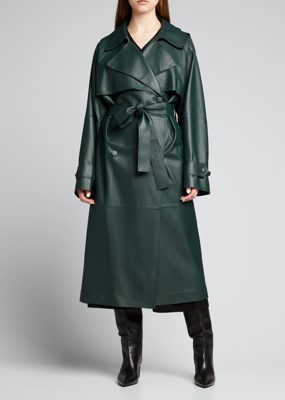 Lafayette 148 New York Blake Lambskin Leather Trench Coat