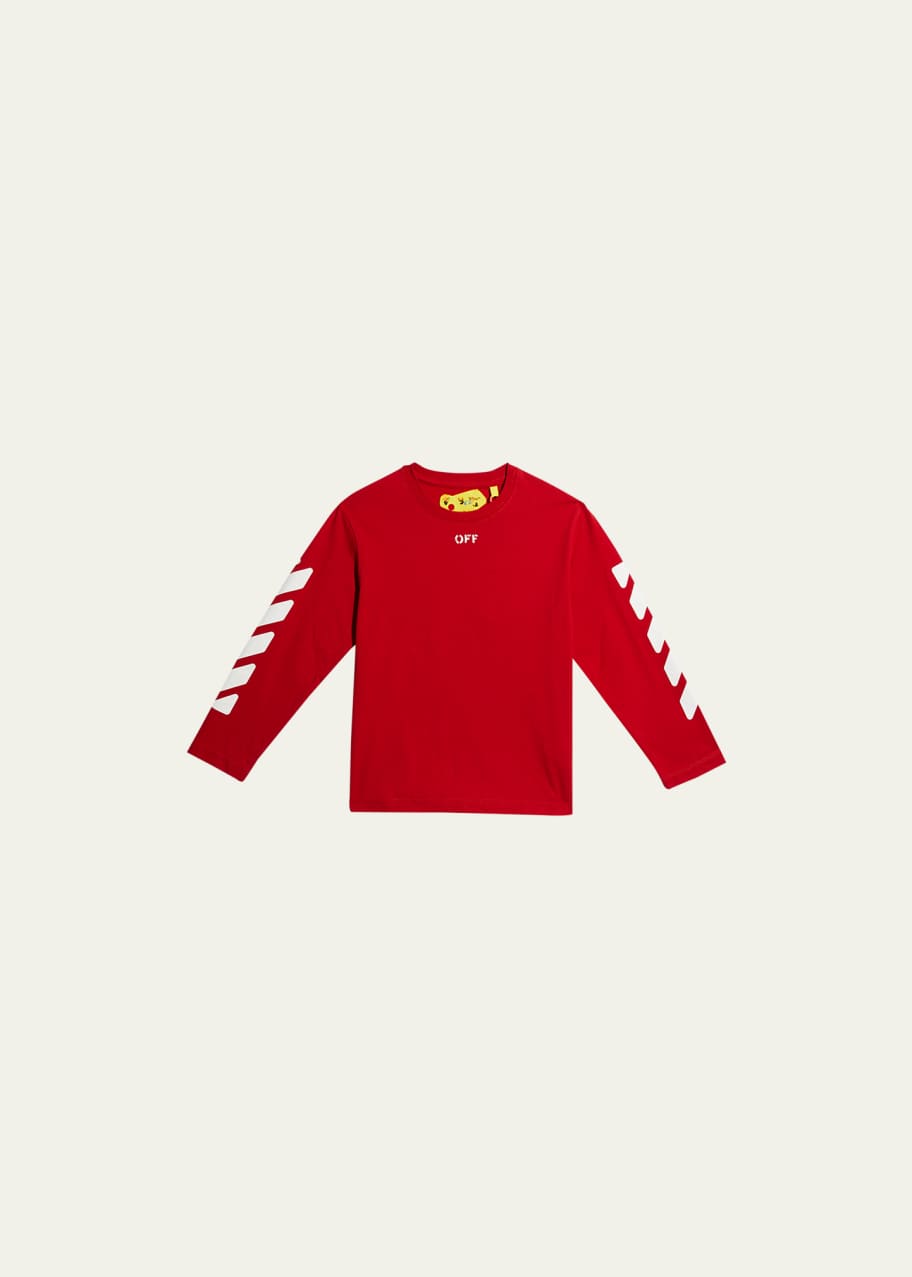 OffWhite Boy's DiagonalPrint Cotton TShirt, Size 410 Bergdorf Goodman