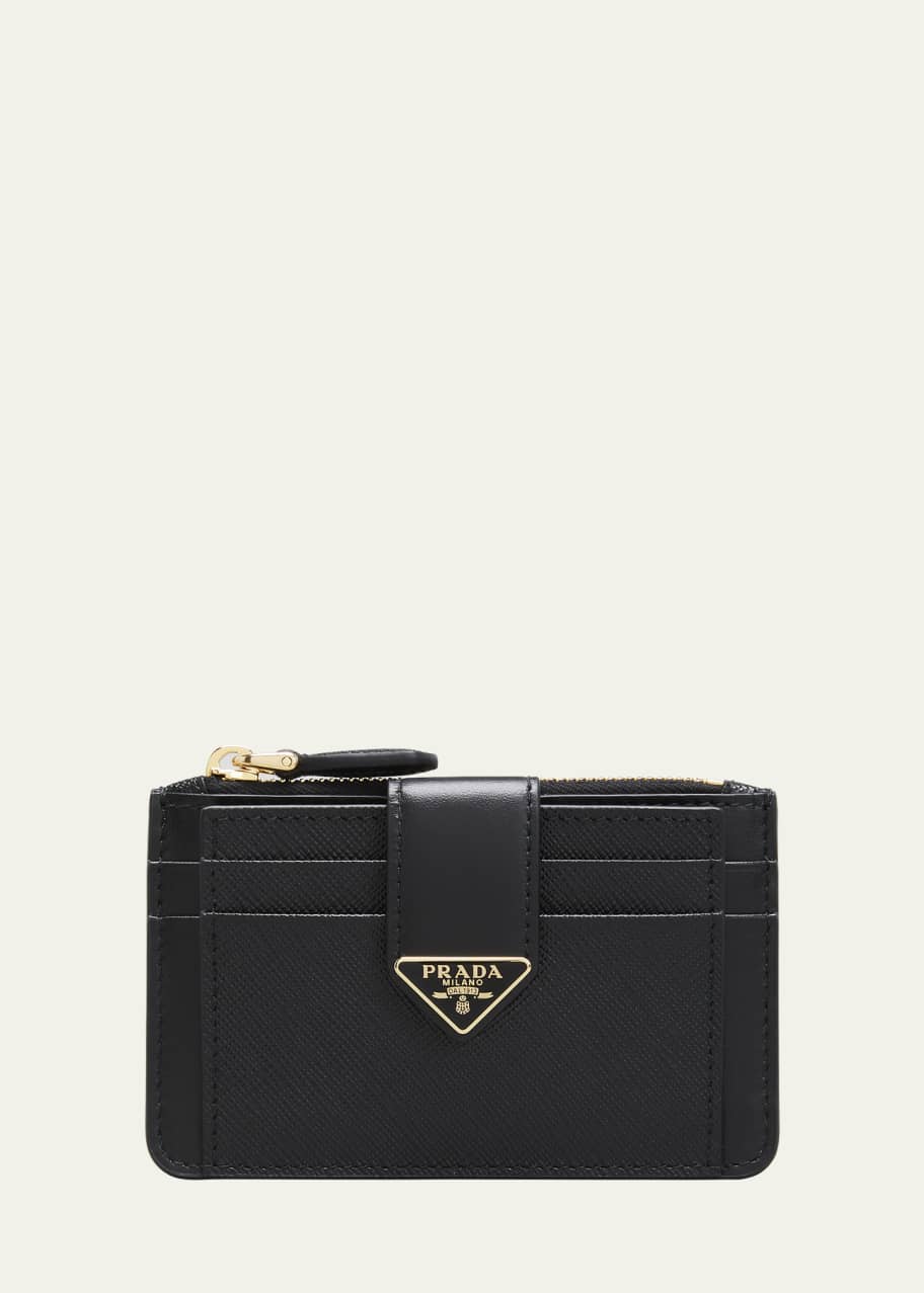 Prada Saffiano Card Case with Triangle Snap - Bergdorf Goodman