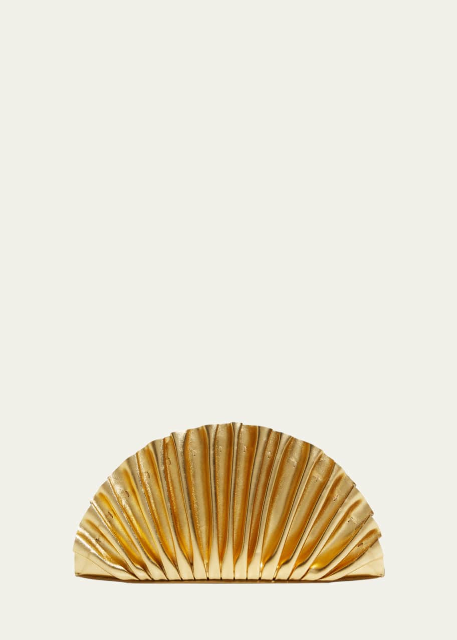 Image 1 of 1: Nala Mini Pleated Metallic Clutch Bag