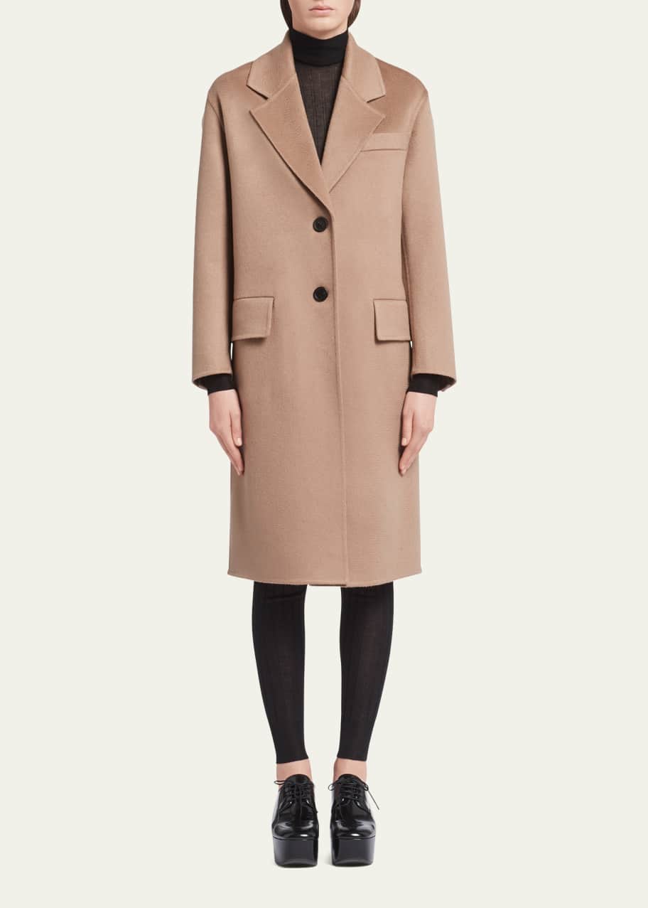 PRADA＊Single-breasted cashgora coatロングウールコート＊送込 PRADA＊Single-breasted cashgora coatロングウールコート＊送込