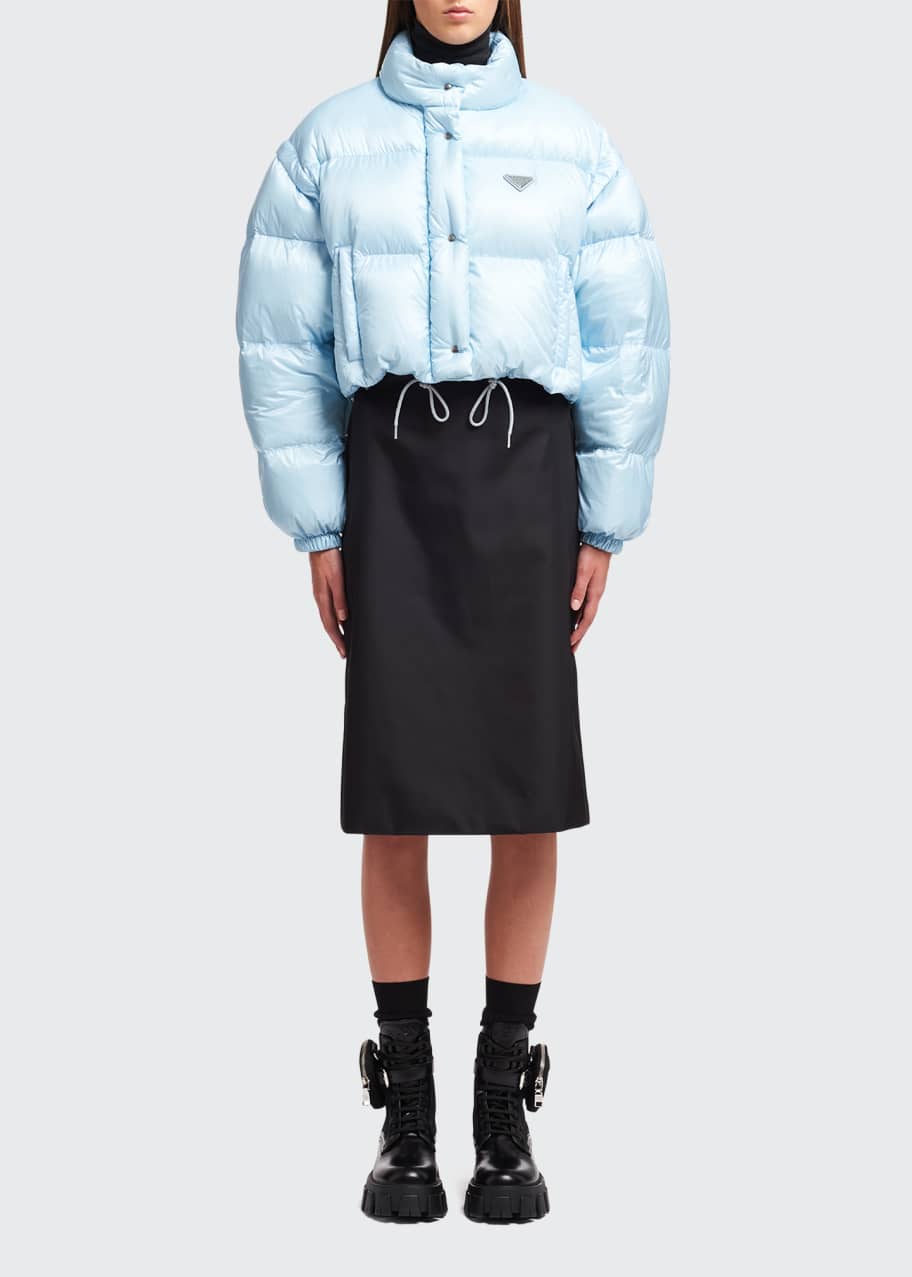 Prada Nylon Puffer Cropped Jacket w/ Detachable Sleeves Bergdorf