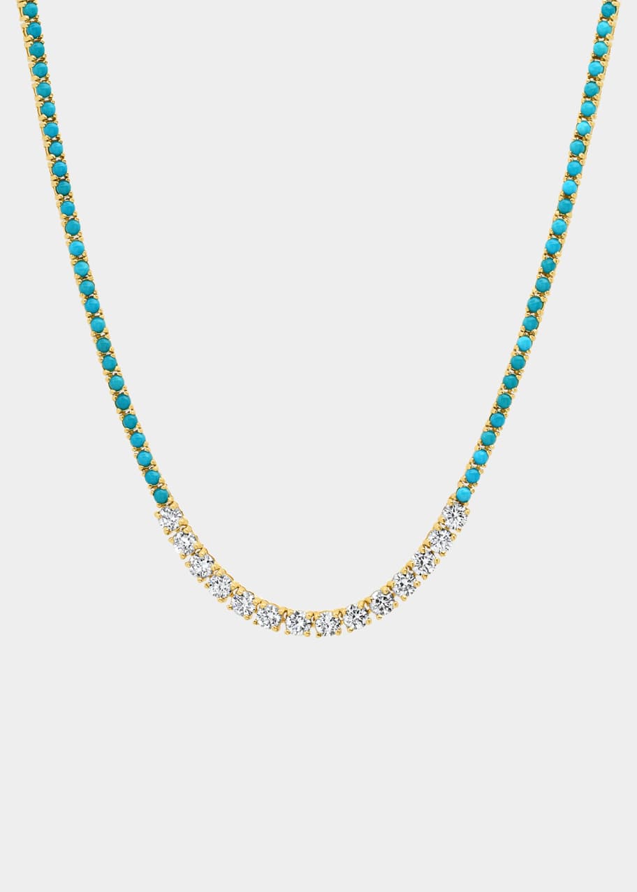 Jennifer Meyer Small 4-Prong Turquoise Tennis Necklace with